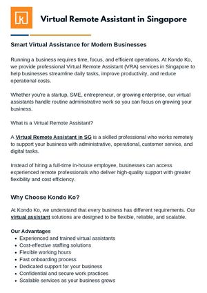 Virtual Remote Assistant In Singapore Professional Vra Services Kondo Ko
