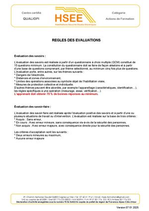 Règles Des Evaluations