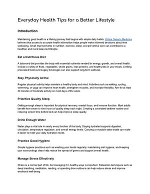 Everyday Health Tips for a Better Lifestyle | Online Generic Medicine