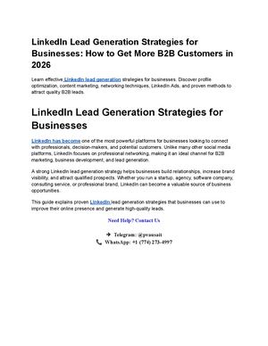 Linked In Lead Generation Strategies For Businesses How To Get More B2b Customers In 2026