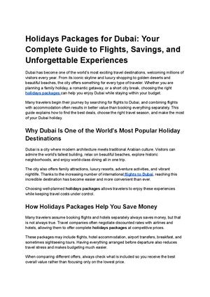 Holidays Packages for Dubai: Your Complete Guide to Flights, Savings, and Unforgettable Experiences