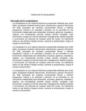 Historia De La Computadora 5 Hojas