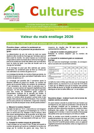 Valeur Ensilage Mais2026