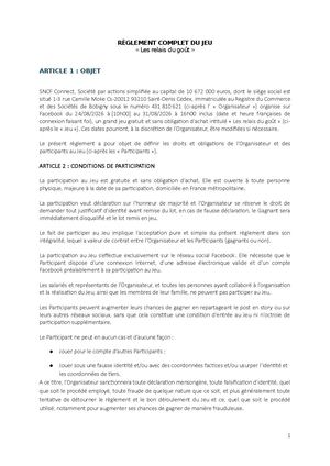 Règlement Du Jc Les Relais Du Gout