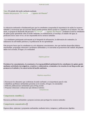 Plan De Clase Medio Ambiente