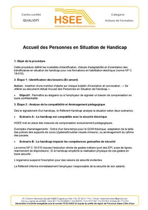 Accueil Des Personnes En Situation De Handicap