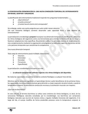 La Periodización Cronobiológica Una Nueva Dimensión Temporal Del Entrenamiento Entrenar, Adaptar Y Organizar