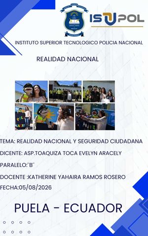 Asp Toaquiza Evelyn Realidad Nacional Y Seguridad Ciudadana