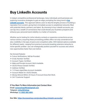 The Ultimate Guide to Buy LinkedIn Accounts with Full Verification & Instant Delivery (PDF)