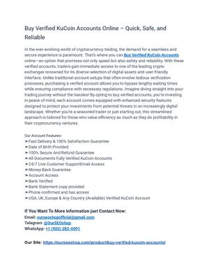 The Ultimate Guide to Buy Verified KuCoin Accounts with Full Verification & Instant Delivery (PDF)