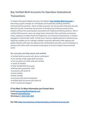 The Ultimate Guide to Buy Verified Skrill Accounts with Full Verification & Instant Delivery (PDF)