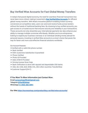 The Ultimate Guide to Buy Verified Wise Accounts with Full Verification & Instant Delivery (PDF)