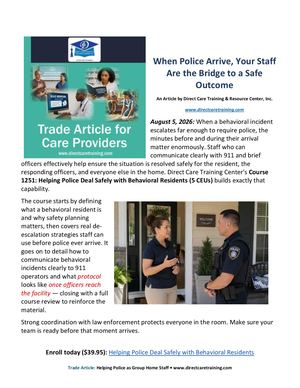Encounters Involving Law Enforcements in Group Homes Blog Post Trade Article