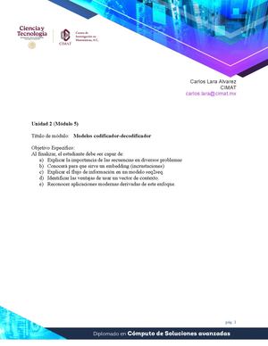 M5U2 - Lectura - Modelos Codificador-Decodificador