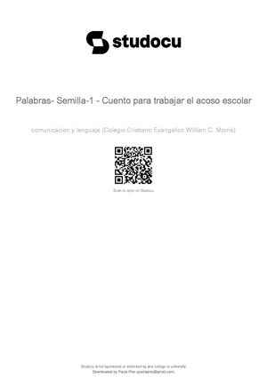 Palabras Semilla Cuento Sobre El Acoso Escolar Y Empoderamiento