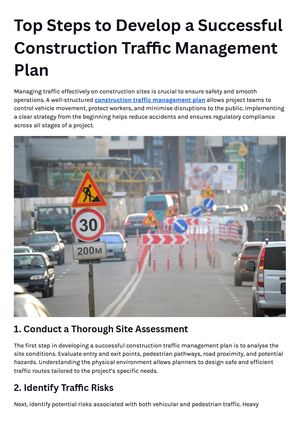 It Includes Traffic Routes, Signage, Risk Assessments, Safety Protocols, And Emergency Procedures
