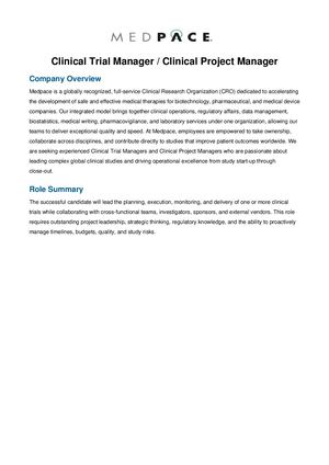 Medpace Clinical Project Manager Recruitment Brochure V2