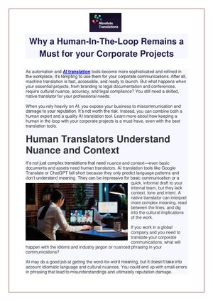 The Risks of Relying Solely on AI for Corporate Translation
