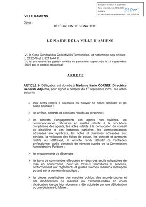 AR1 2026 01212 Arrete Deleg Signature Madame Marie Cornet VILLE - Publiée Le 06 08 2026