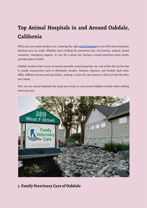 Top 10 Animal Hospitals In And Around Oakdale, California