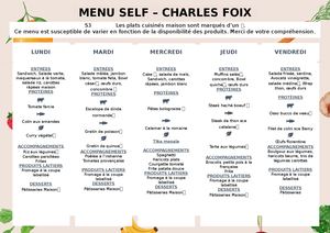 Menu Self Cfx S3 ÉTé