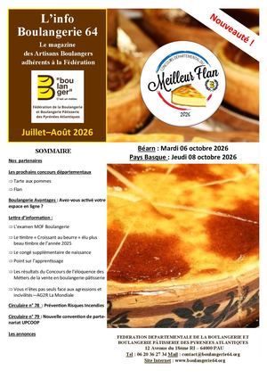 L'info Boulangerie 64 Juillet Août 2026
