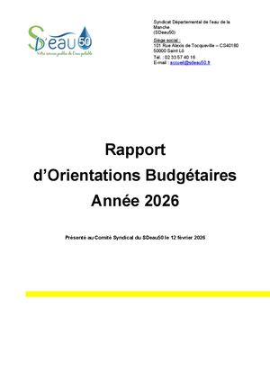 SDeau50 - Rapport Orientations Budgétaires 2026