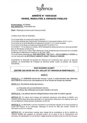 Arrete 1809 2026 Reperage Amiante Avant Tx Enrobe Rue Olibet Le 10 08 2026 Publié Le 6 08 2026