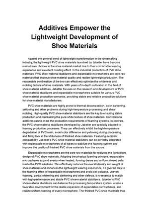 Additives Empower The Lightweight Development Of Shoe Materials