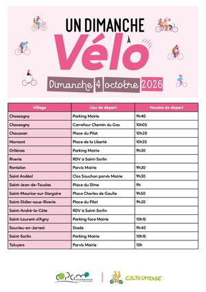 Un dimanche à vélo 2026 - Horaires Et Villages