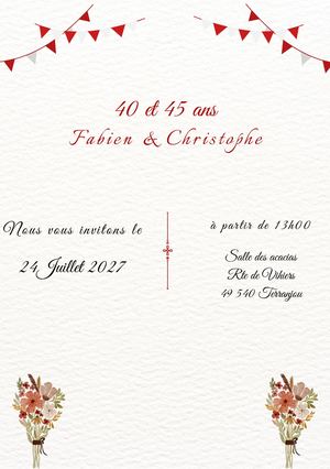 invitation anniversaire Fabien et Christophe