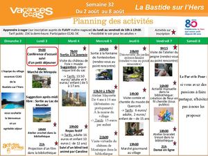Programme Activité 2026 Semaine 32
