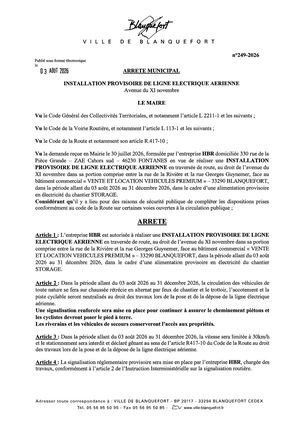 Arrêté n°249-2026