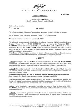 Arrêté n°250-2026