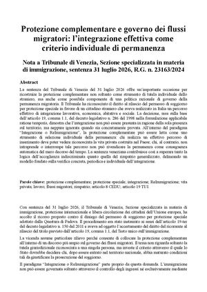Protezione complementare e governo dei flussi migratori: l’integrazione effettiva come criterio individuale di permanenza