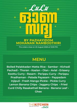 Sadya Menu
