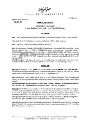 Arrêté n°251-2026