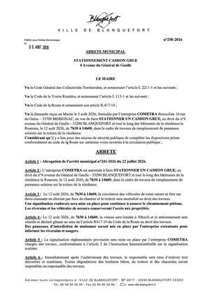 Arrêté n°258-2026