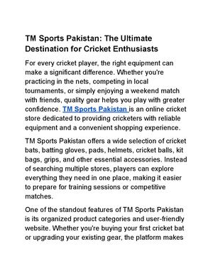 TM Sports | Premium Cricket Bats, Gear & Sports Equipment in Pakistan