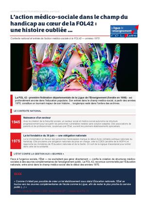 Histoire de l'activité médico-sociale à la FOL42