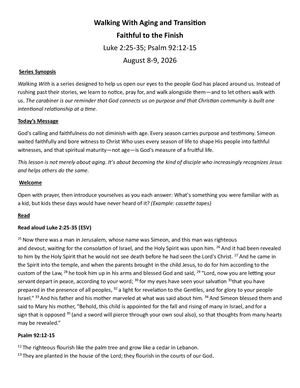 Walking With Aging Transition August 9 2026