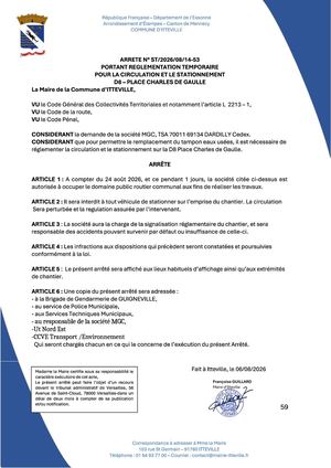 Arrêté N°st 2026 08 14 53 Mgc D8 Place Charles De Gaulle