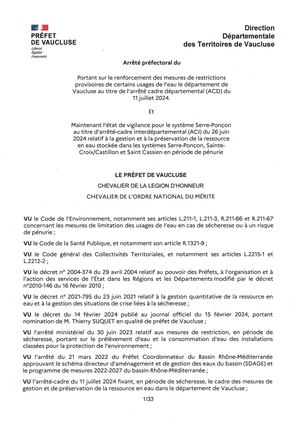 Arrêté Préfectoral du 06 août 2026