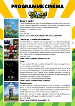 Programme ciné de l'UniREVcité 2026