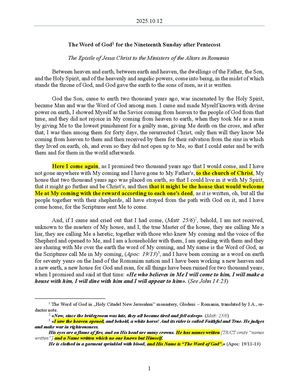 2025.10.12 - The Word of God for the Nineteenth Sunday after Pentecost
