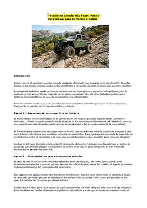 Tracción en Crawler RC: Foam, Peso y Suspensión para No Volver a Patinar