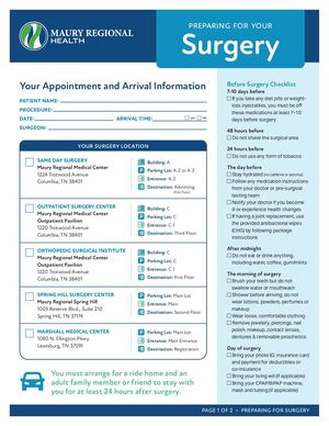 Scheduling Handout | Surgery