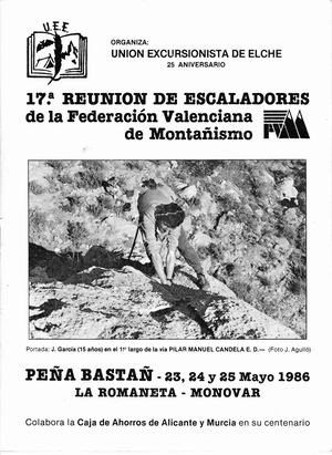 17ª Reunión de escaladores de la Fvm 1986 Peña Bastany
