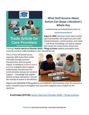 Autism Spectrum Disorder Blog Post Trade Article