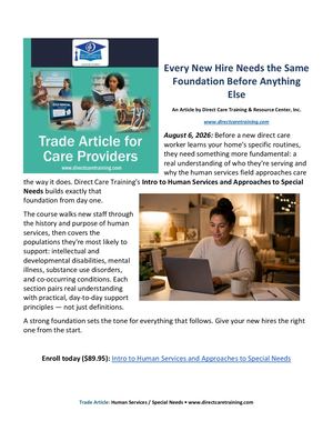 Intro to Human Services Blog Post Trade Article